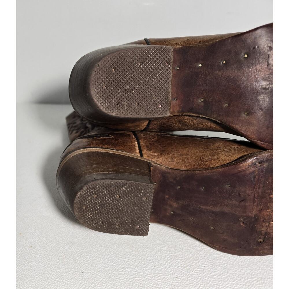 VTG EL DORADO Western Cowgirl BOOTS Leather Embroidered Brown Distressed 7.5 M - Picture 15 of 15